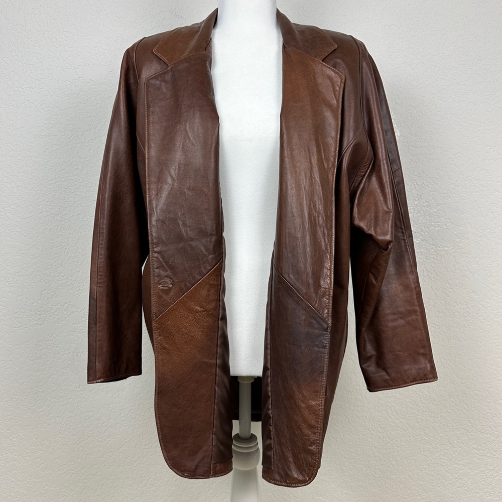 Vintage Genuine 100% Leather Women's Jacket Brown Medium